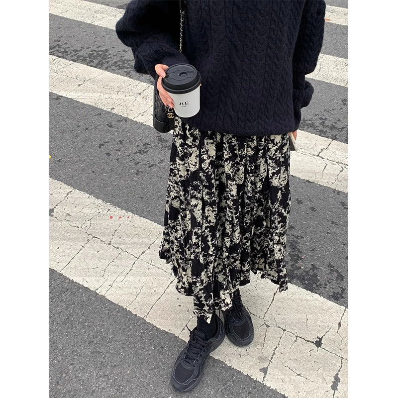 Women's Japanese-Style Tie-Dyed A-Line Casual Skirt