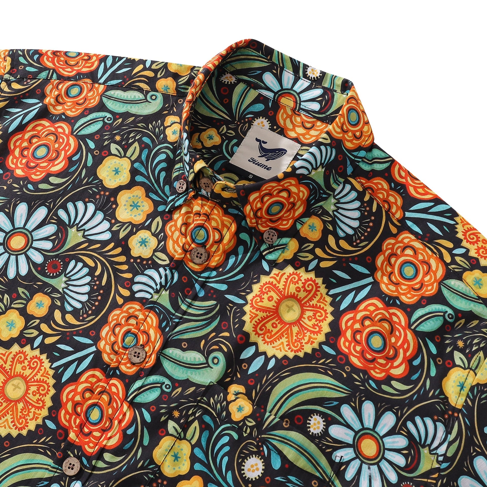 1950s Vintage Style Floral Short Sleeve Cotton Aloha Shirt