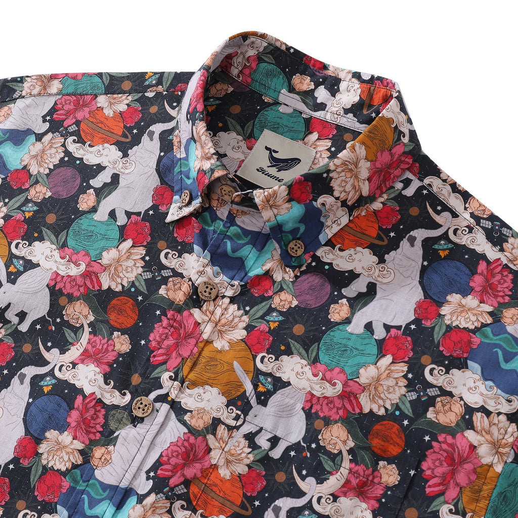 Men's Surrealist Space Short Sleeve Cotton Hawaiian Shirt