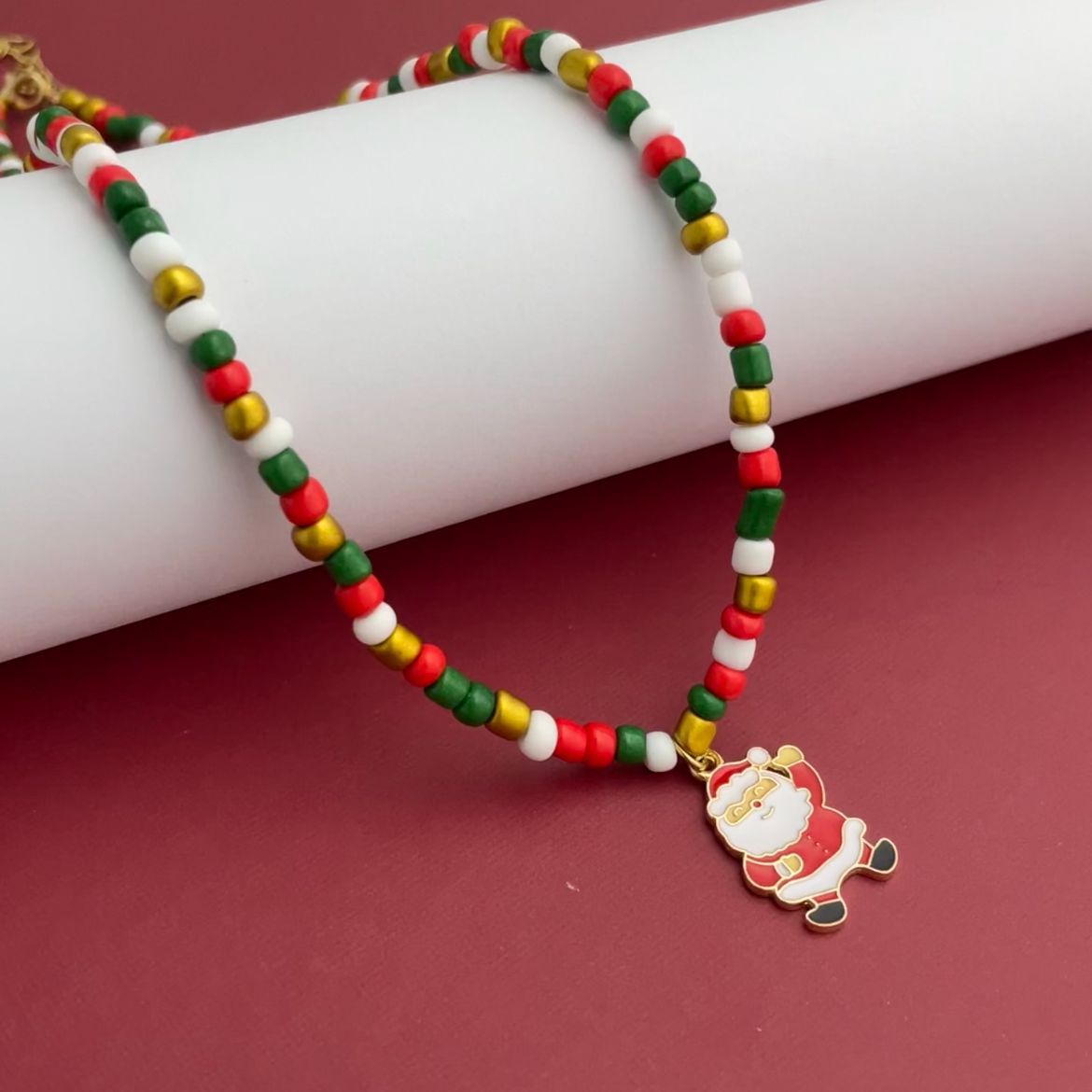 Amazon Cross-border Christmas Acrylic Rice Beads Necklace Santa Claus And Other Pendants Factory Direct Approval
