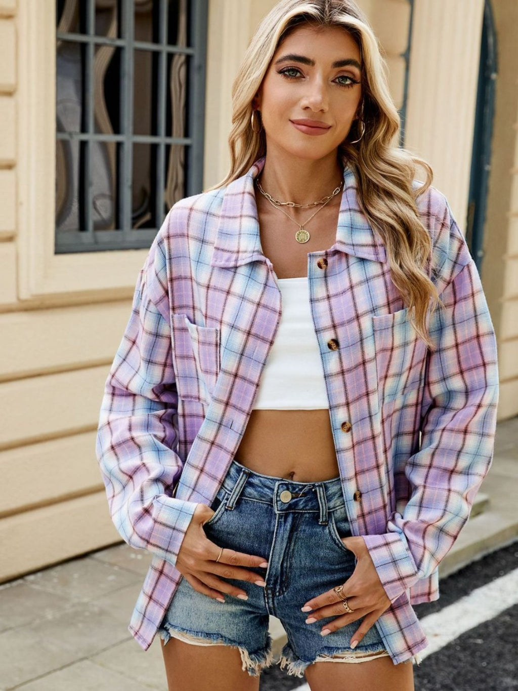 Brown and Black Plaid Long Sleeve Button-Down Collared Shirt - Image 20