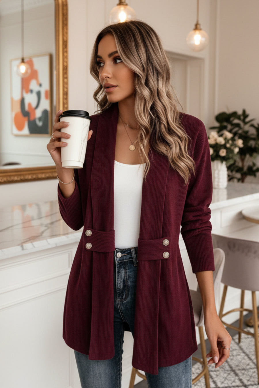 Women's Knitted Loose Jacket – Casual Versatile Long Sleeve