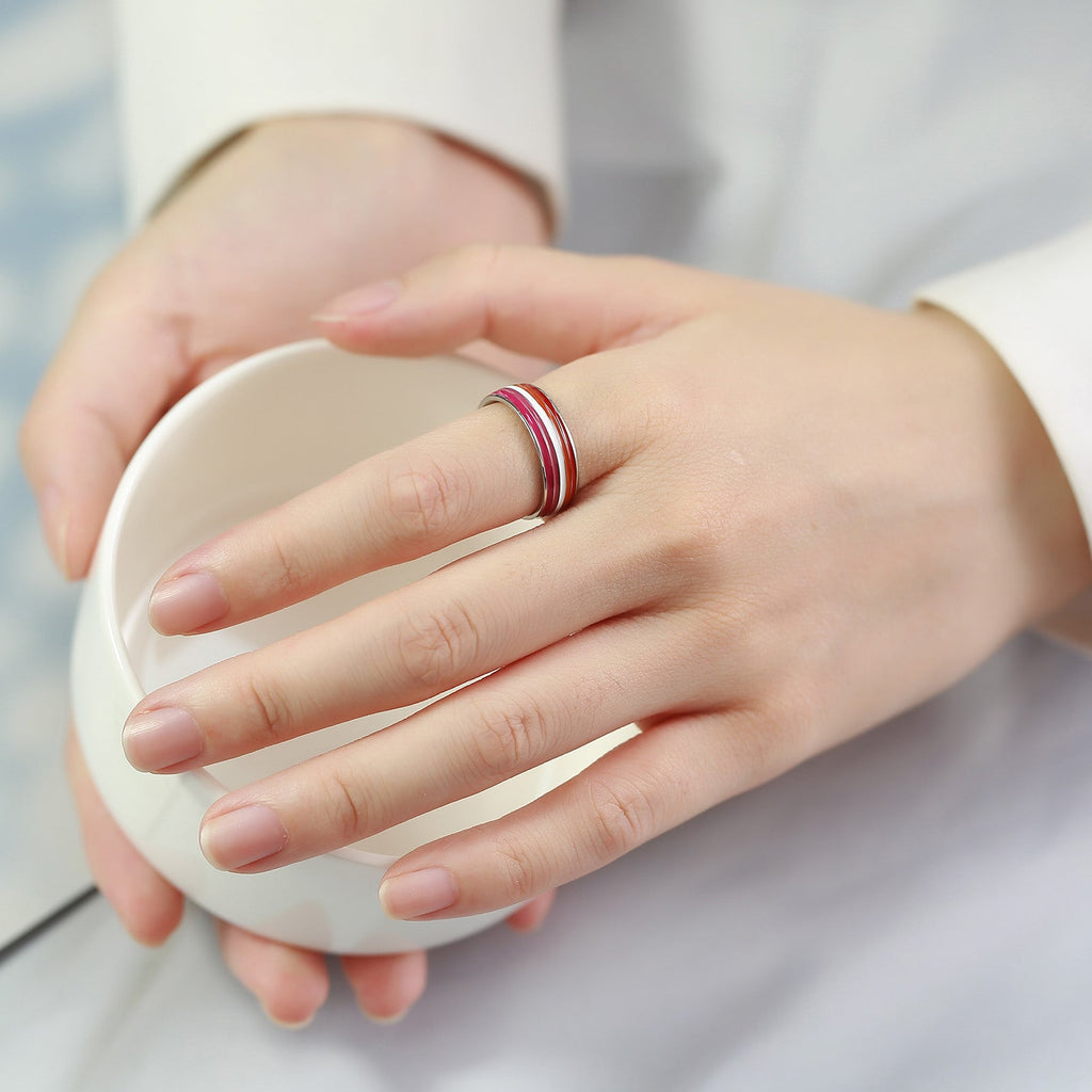 Stainless Steel Rainbow Flag Couple Ring