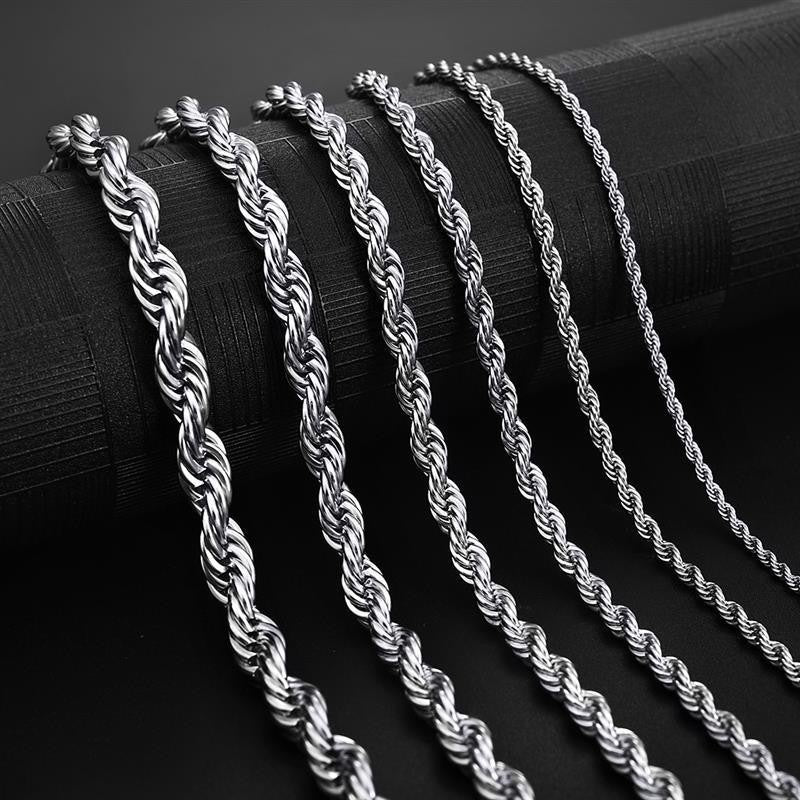 Stainless Steel Fried Dough Twists Necklace Fried Dough Twists Chain
