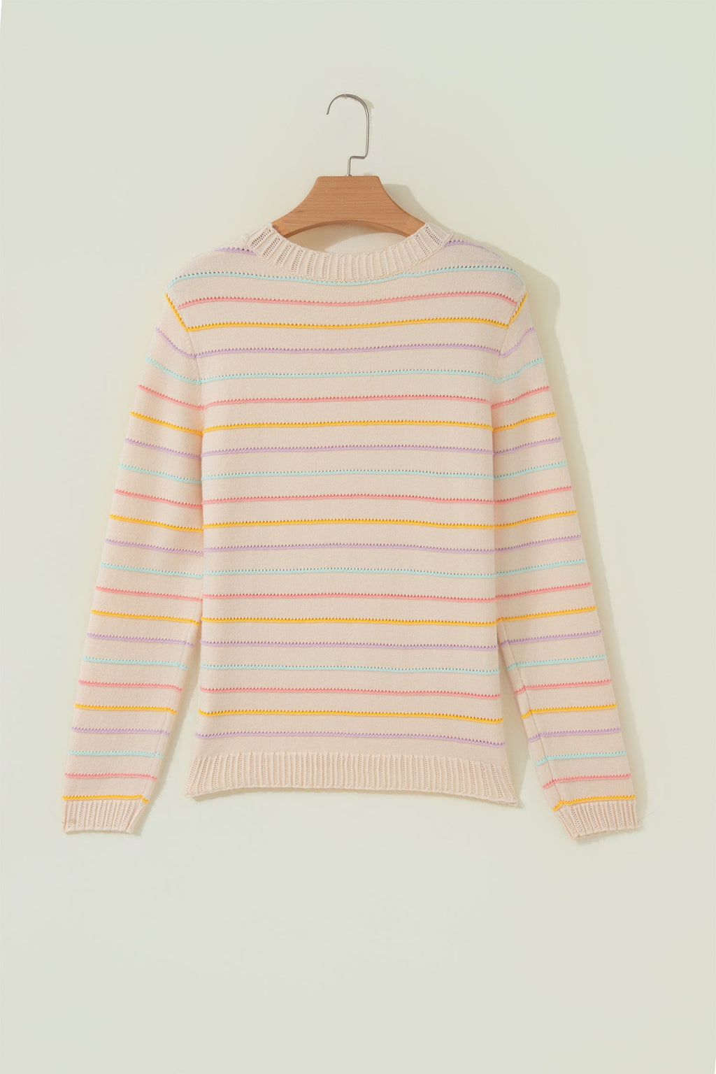 Stripe Crew Neck Long Sleeve Knit Sweater
