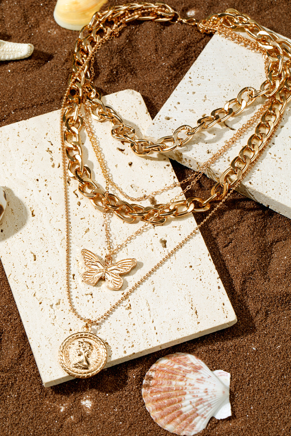 Amara Multilayer Butterfly Charm Necklace