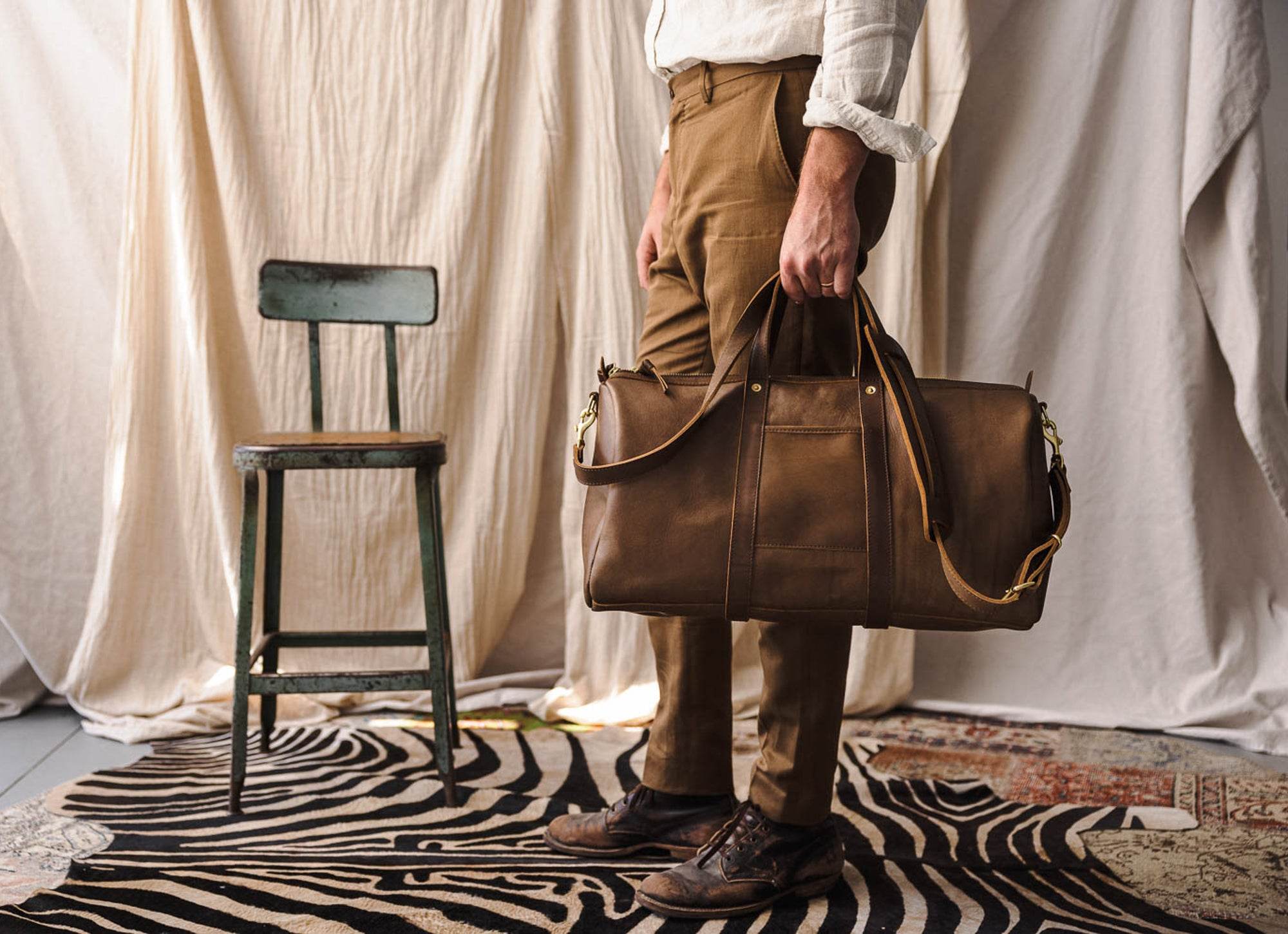 Full-Grain Leather Duffle Bag with Lifetime Guarantee