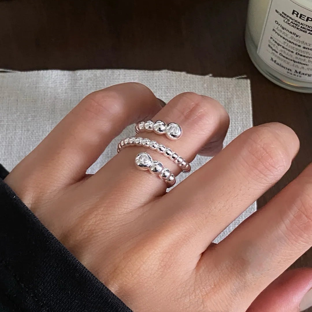 Sweet Cool Multi Layer Ring For Women, Geometric Line Wrapped Personalized Versatile Open Adjustable Ring, Ins Style Spiral Index Finger Trendy Ring