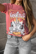 Mineral Red Nashville Music City Graphic Retro Tee