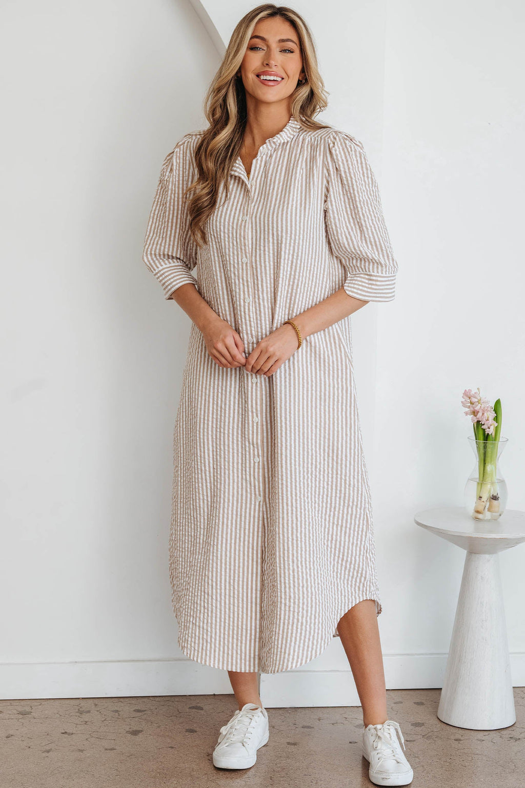 Winona Collar Half Sleeve Shirt Dress for Effortless Chic