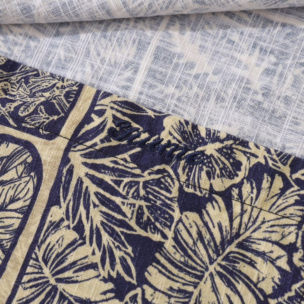 Vintage Jungle Print Long Sleeve Cotton Button-Down Shirt