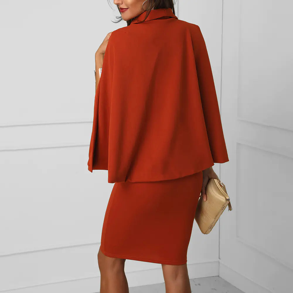 Cloak Dress, Fake Two-Piece Long Dress