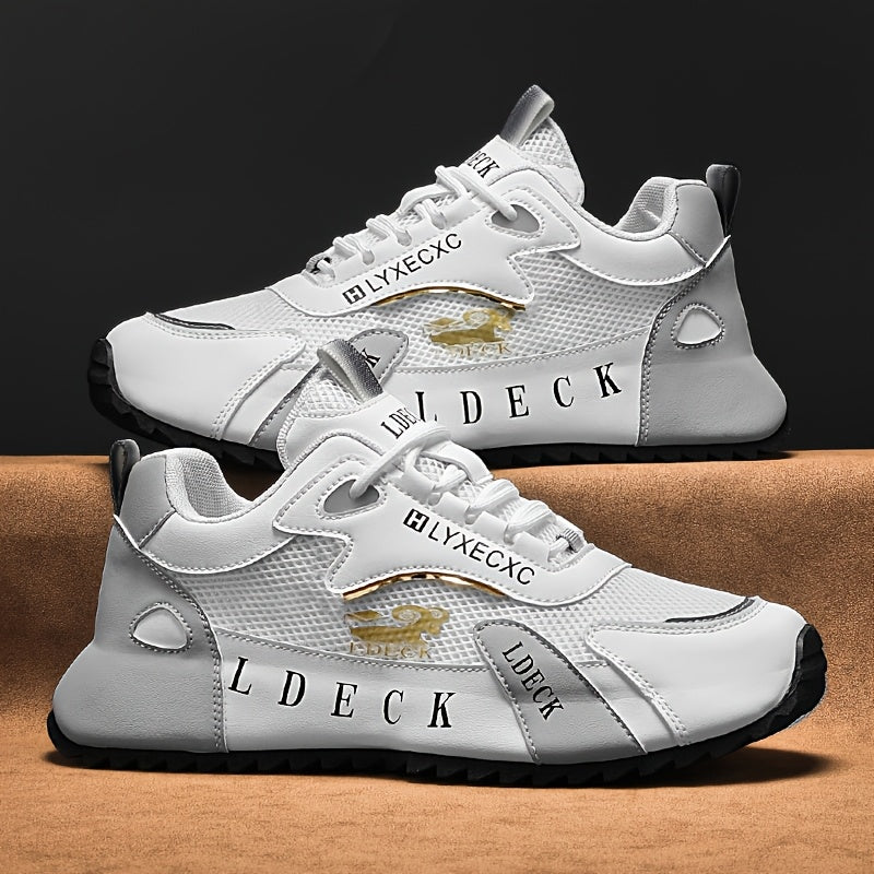 Golden Accent Mesh Sneakers Breathable Light Customizable