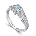 S925 Sterling Silver Engraved Birthstone Ring