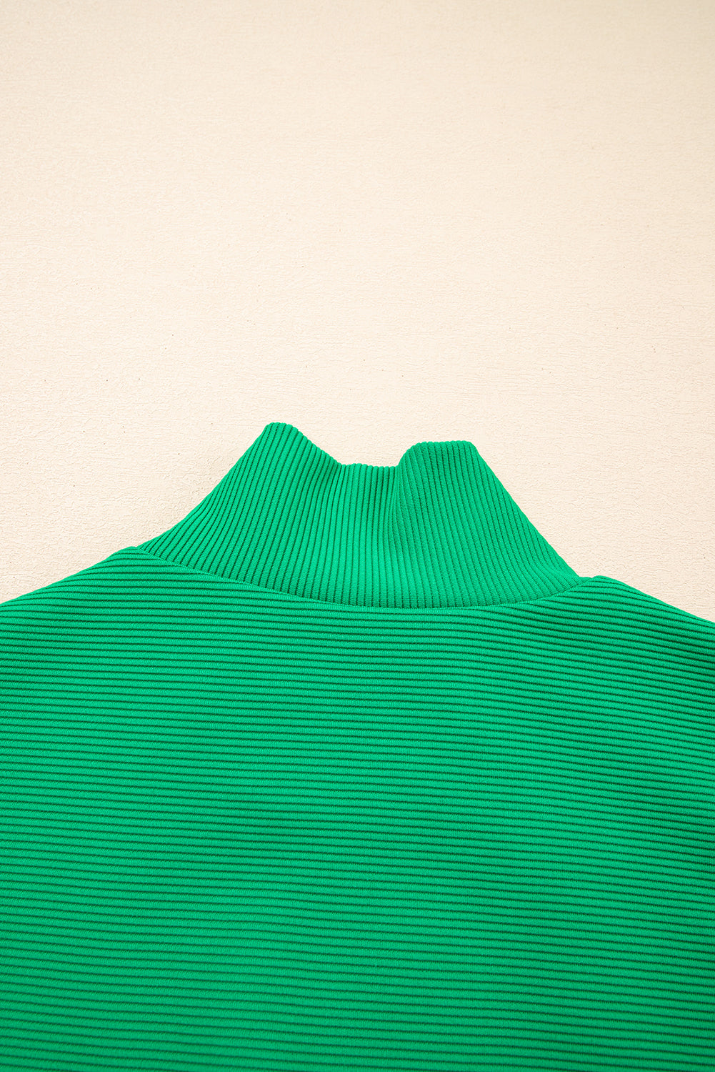 Bright Green Textured Short Sleeve Half Zip Romper