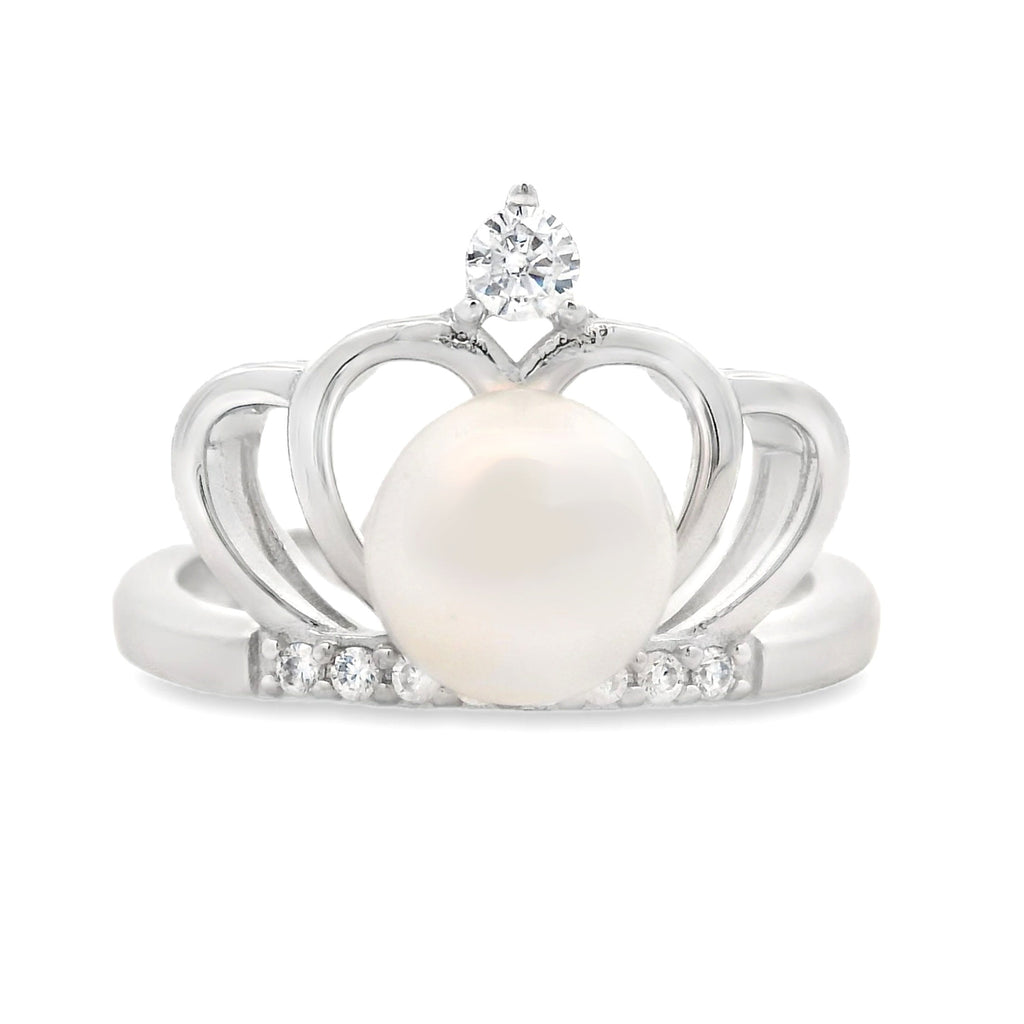 925 Sterling Silver Ring with Pearl Size 9