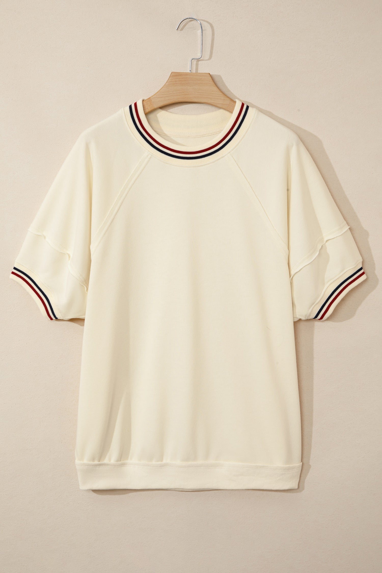 Varsity Stripe Tunic with Cuffed Short Sleeves