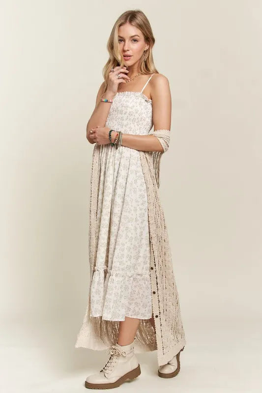 Women's Smocked Floral Cami Dress with Ruffled Hem