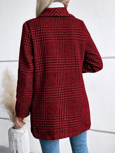 Women's Plaid Collared Button-Down Jacket Lightweight Shacket