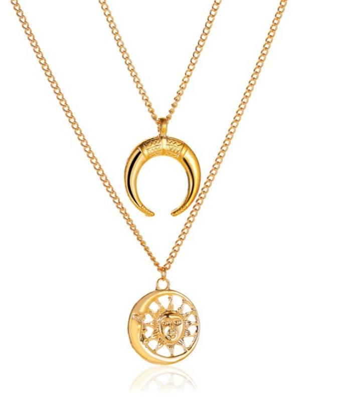 Moon Copper Coin Retro Copper Coin Necklace