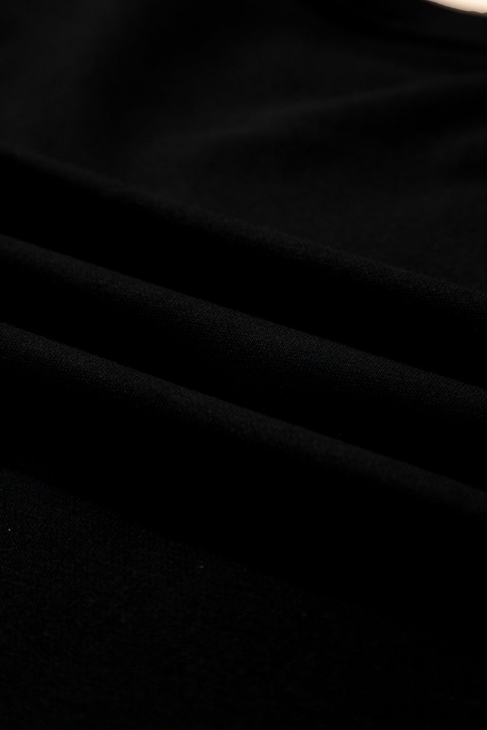 Black CLASSY UNTIL KICKOFF Plush Letter Patched Loose Sweatshirt