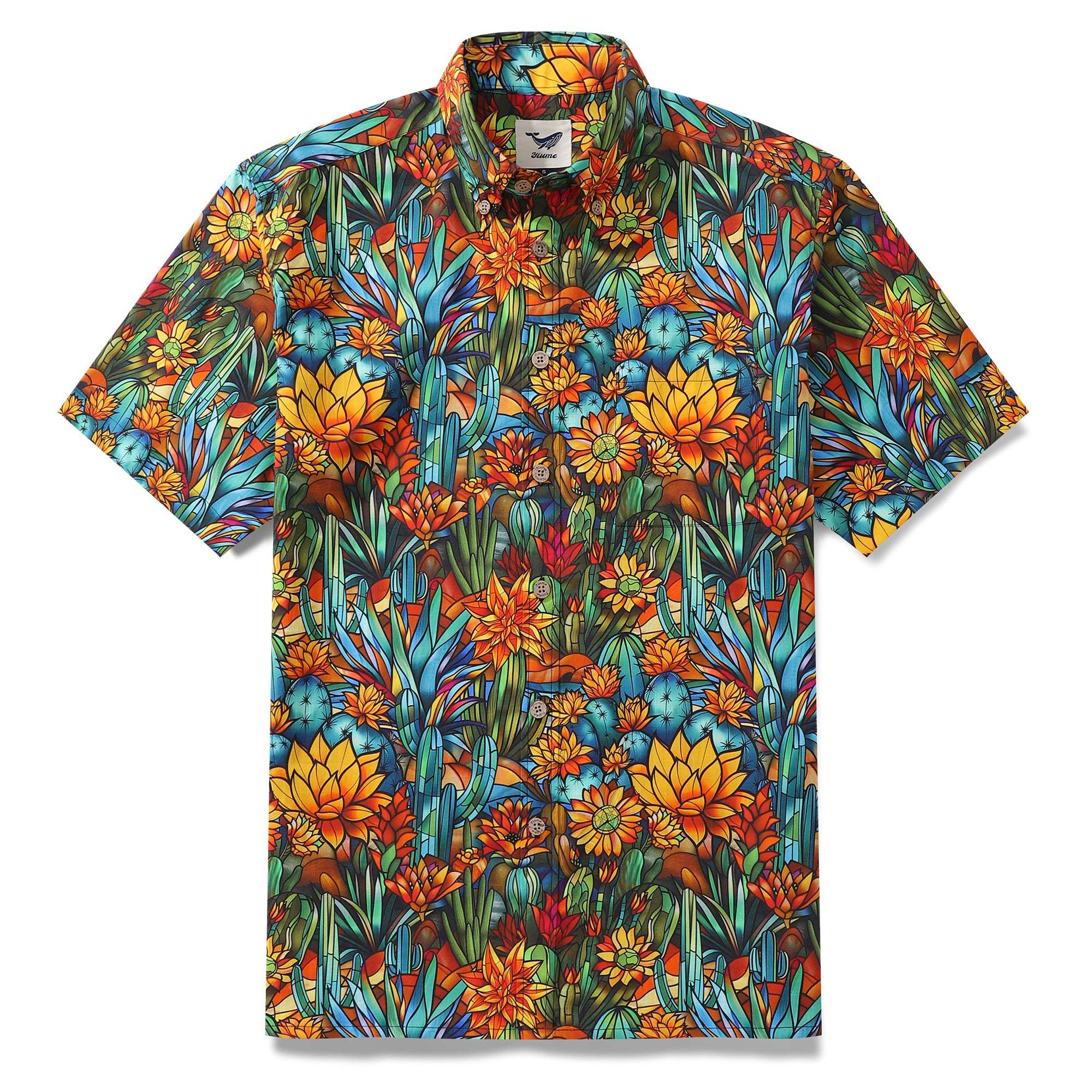 1960s Hawaiian Shirt For Men Colorful Button-down Shirt Short Sleeve 100% Cotton Shirt Beauty Of The Desert By Cigar