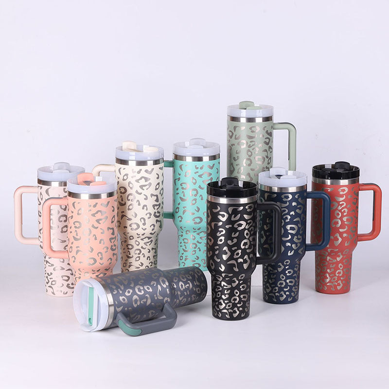 40 oz Stainless Steel Insulated Tumbler with Handle and Straw