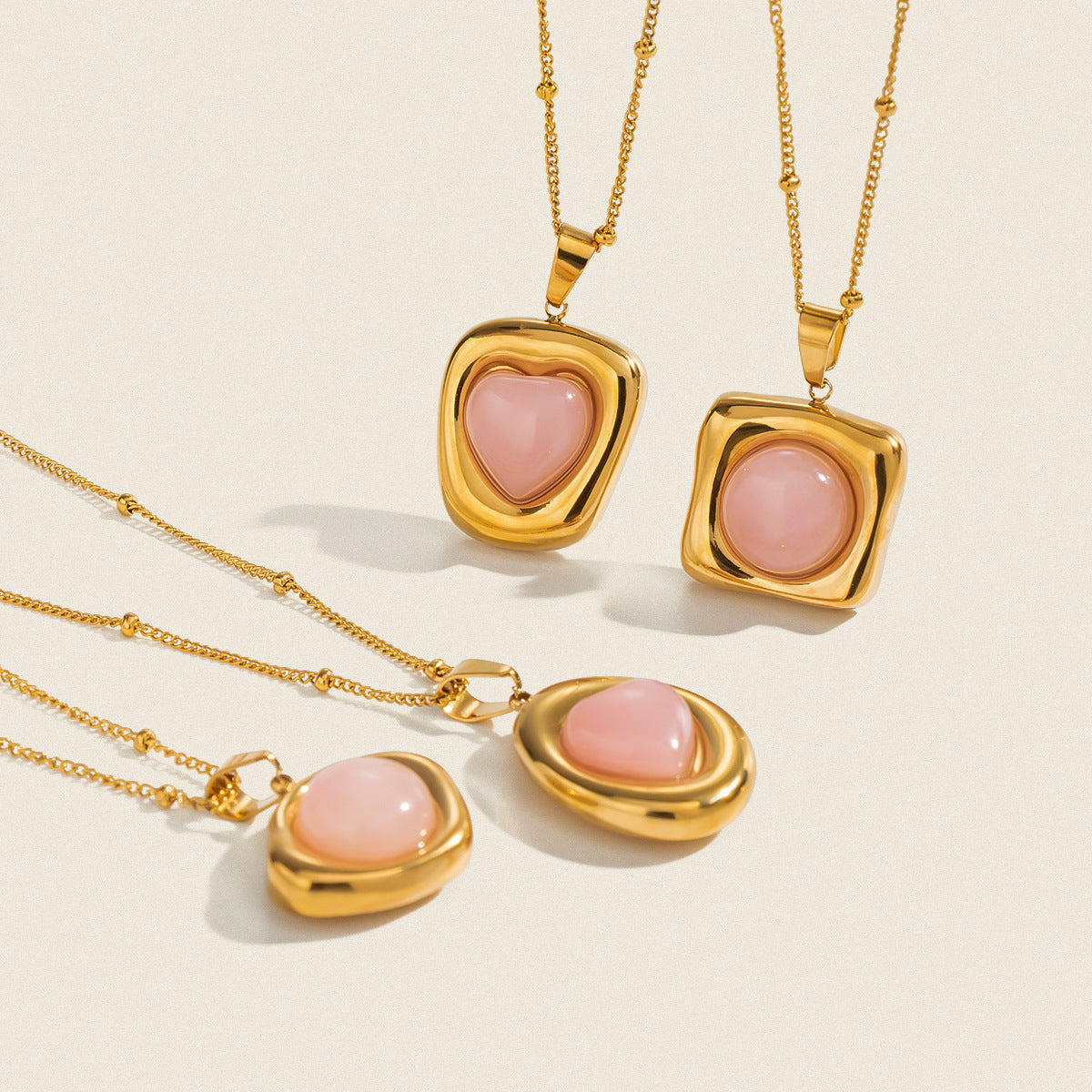 Natural Stone High-end Necklace With An 18K Gold Pendant