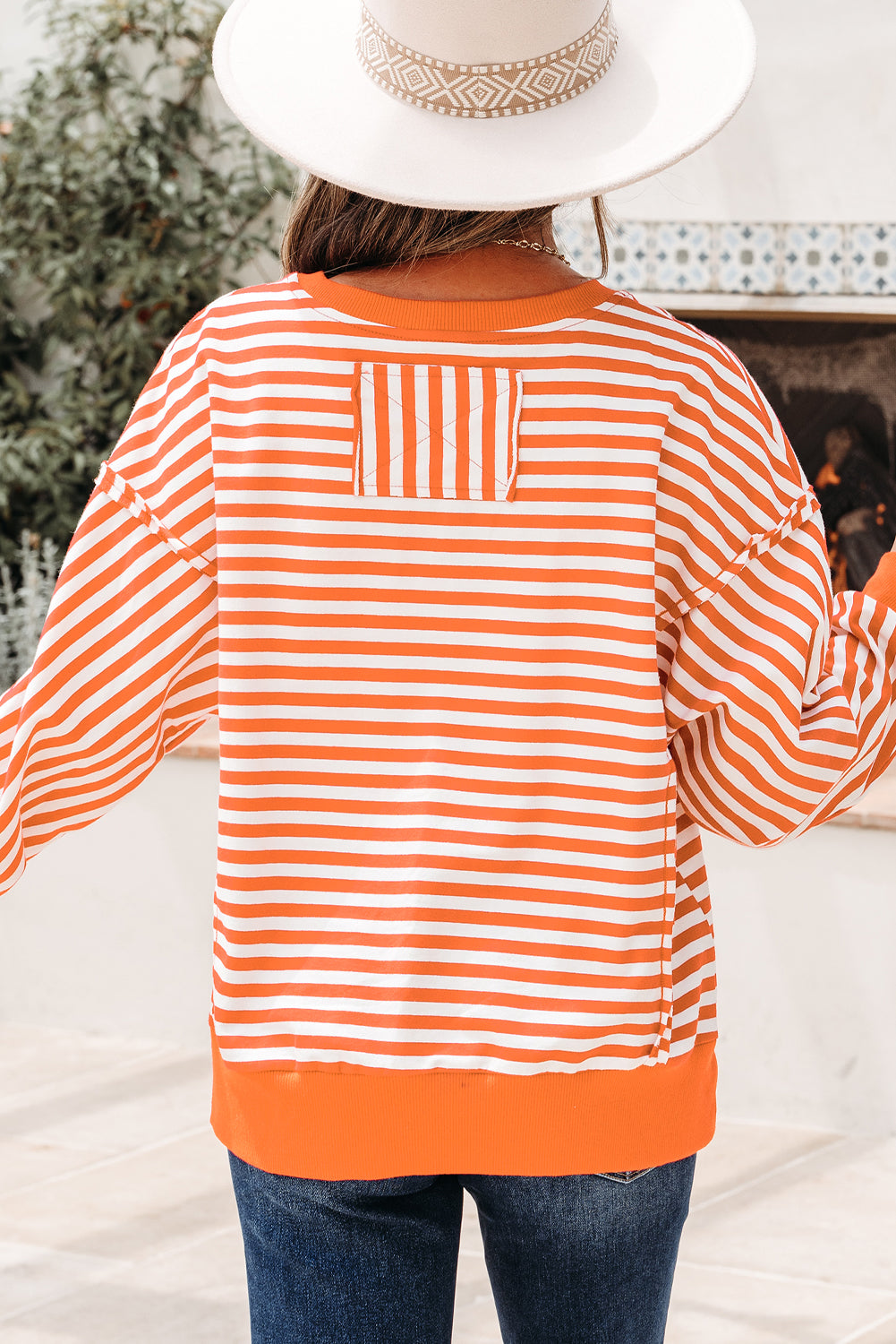 Stripe Reverse Seam Drop Shoulder Top