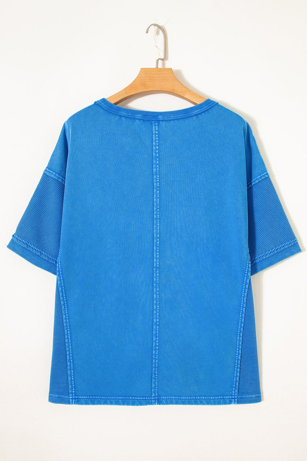 Star Waffle Knit Patchwork Mineral Wash Oversized Tee