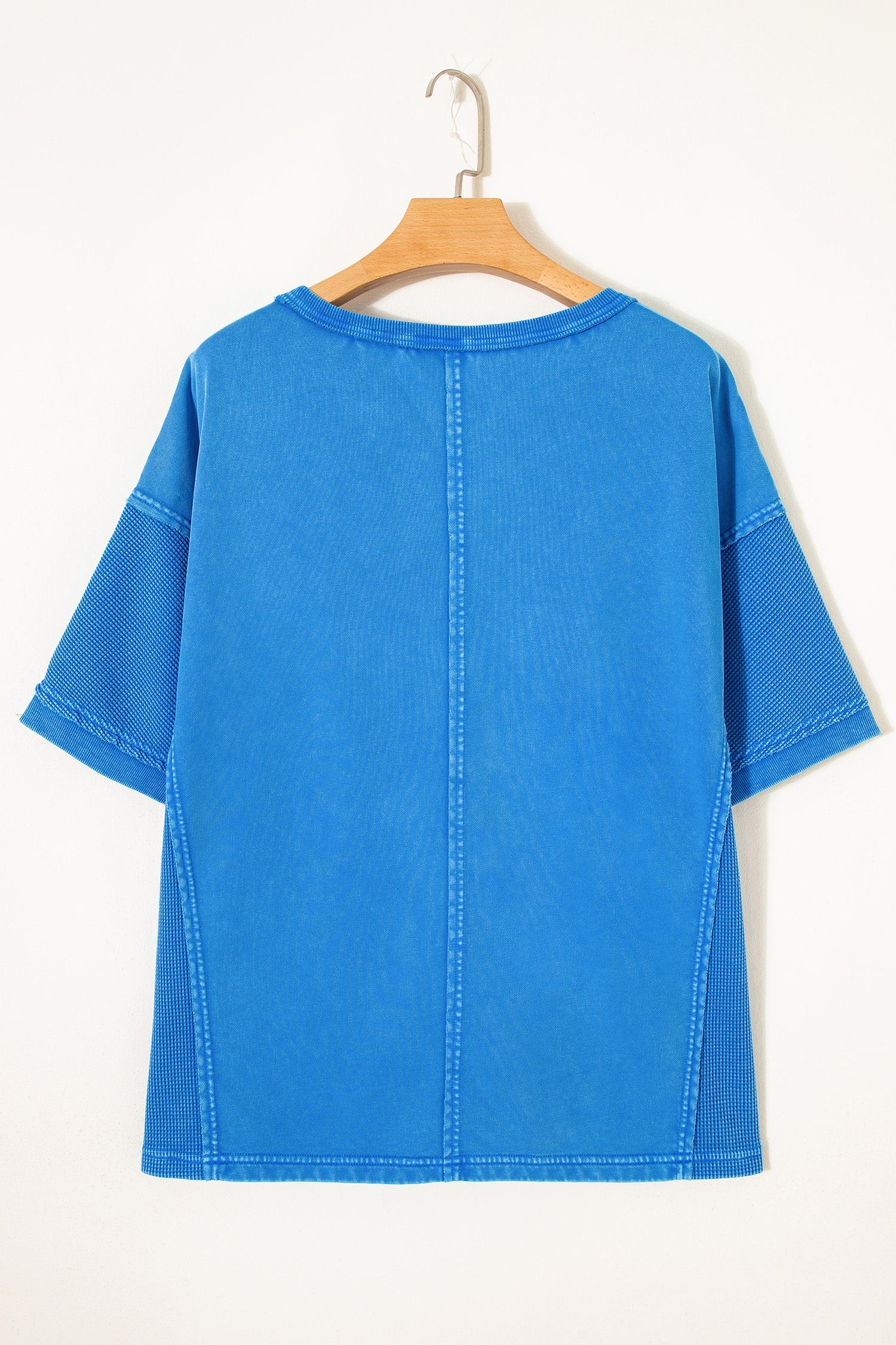Star Waffle Knit Patchwork Mineral Wash Oversized Tee
