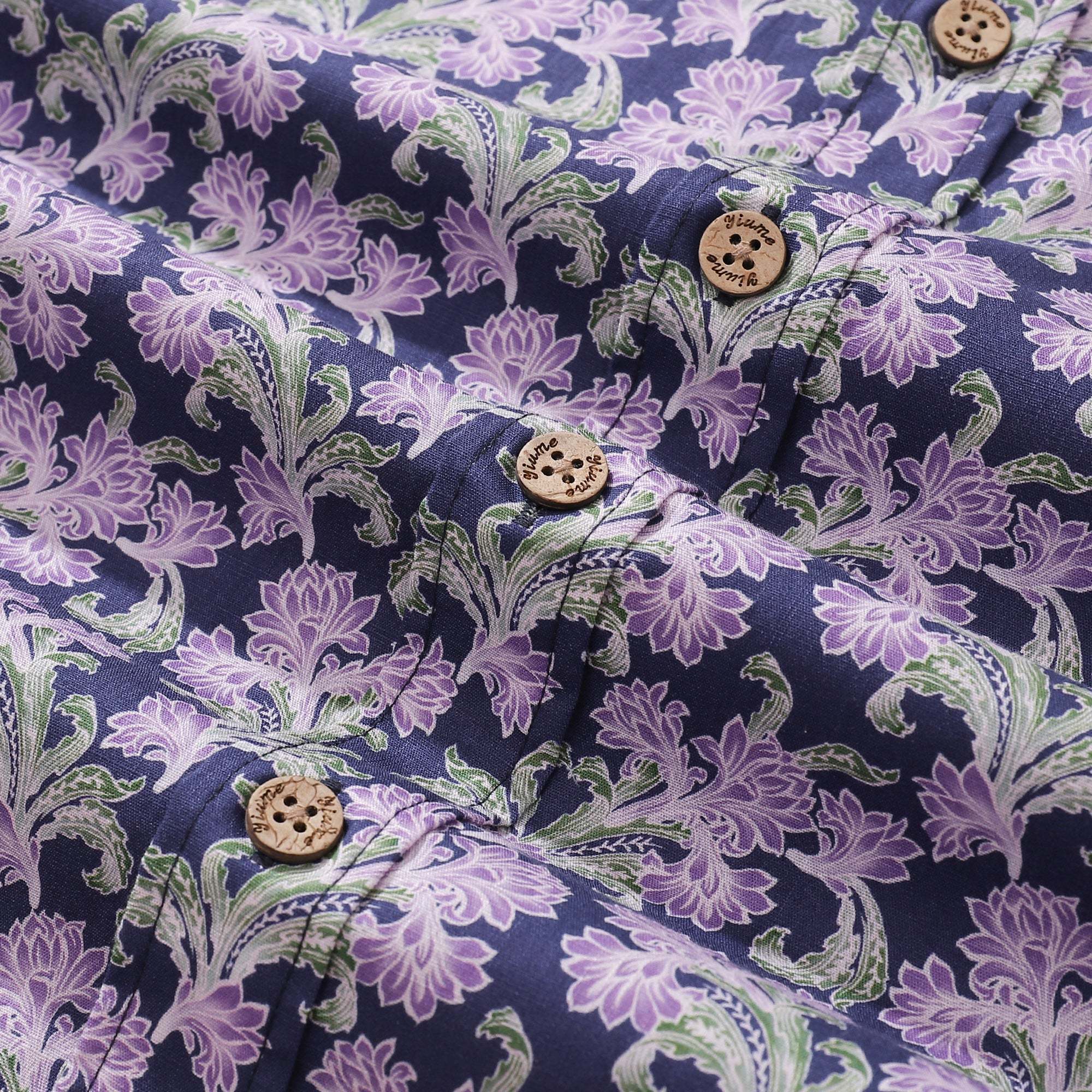 Men's Hawaiian Shirt Button Down Morris Shirt Purple Floral Cotton Aloha Shirt Tribute To William Morris By Amy