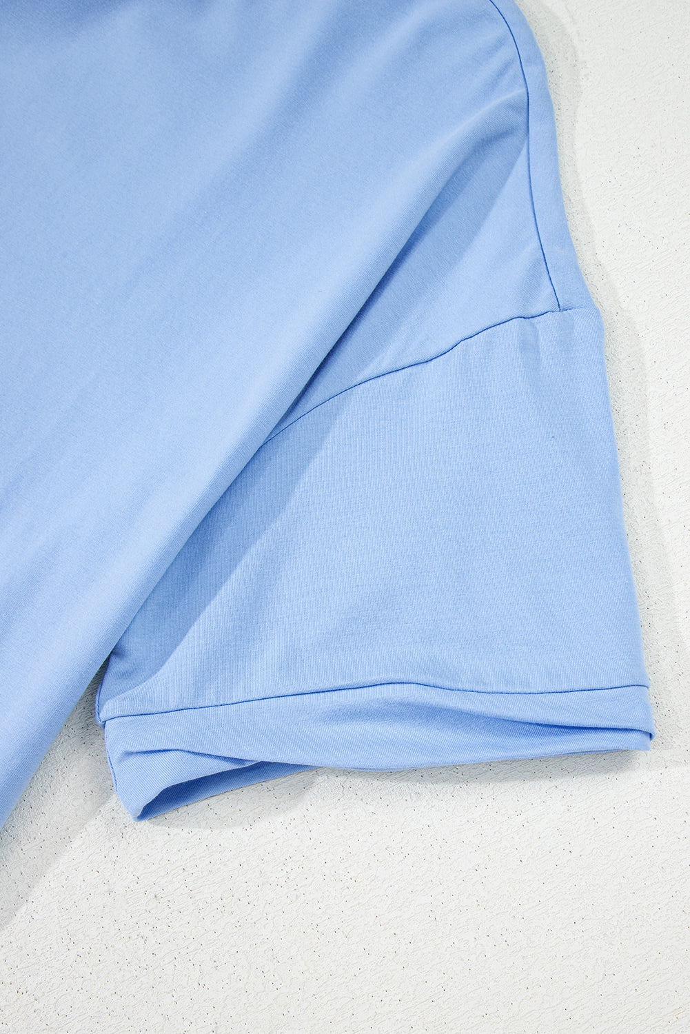 Myosotis Loose Half Sleeve Hi-Low T-Shirt | Light Blue Cotton