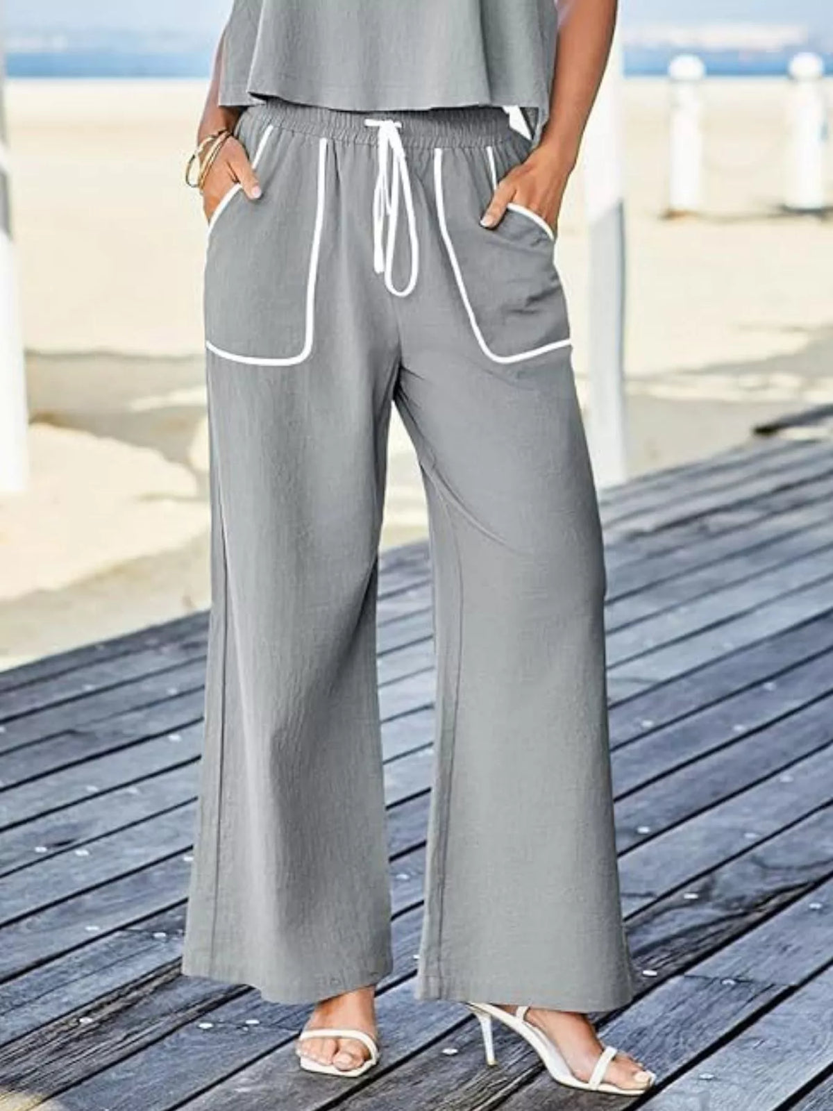 Contrast Trim Tank and Pants Set