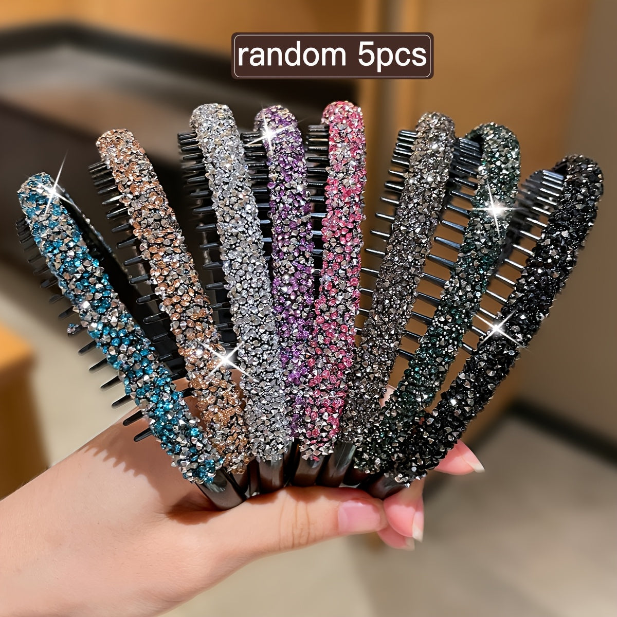 A Set of 5 Random Colorful And Glamorous Hairbands for Women