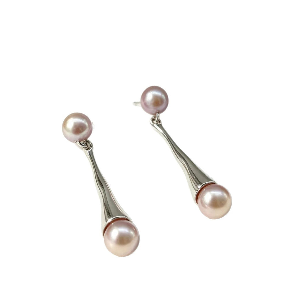 Minimalist Irregular Waterdrop Pearl Silver-Needle Stud Earrings