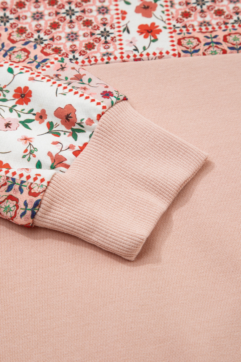 Floral Patchwork Drawstring Hoodie