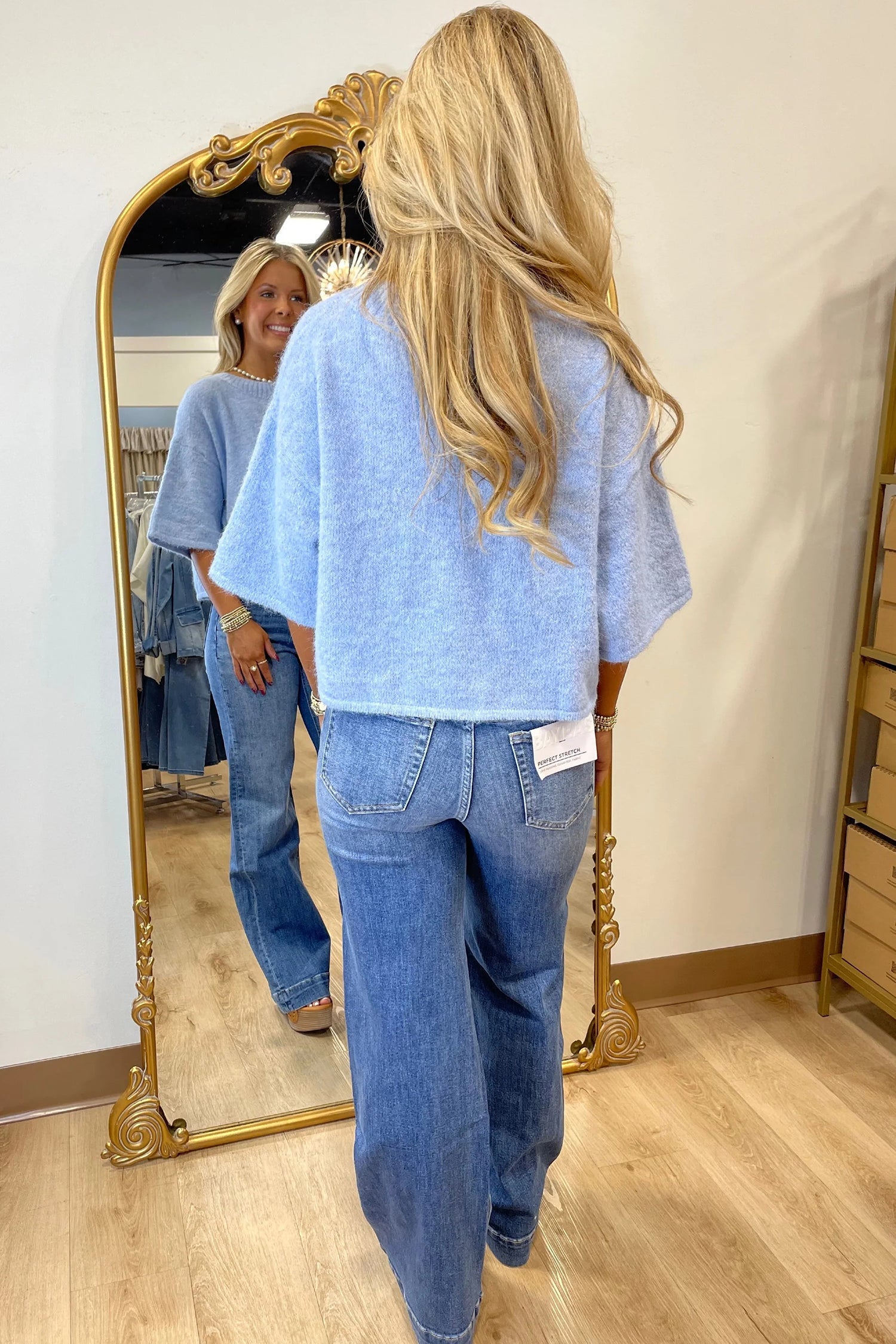 3/4 Sleeve Boxy Knit Button-Down Cardigan