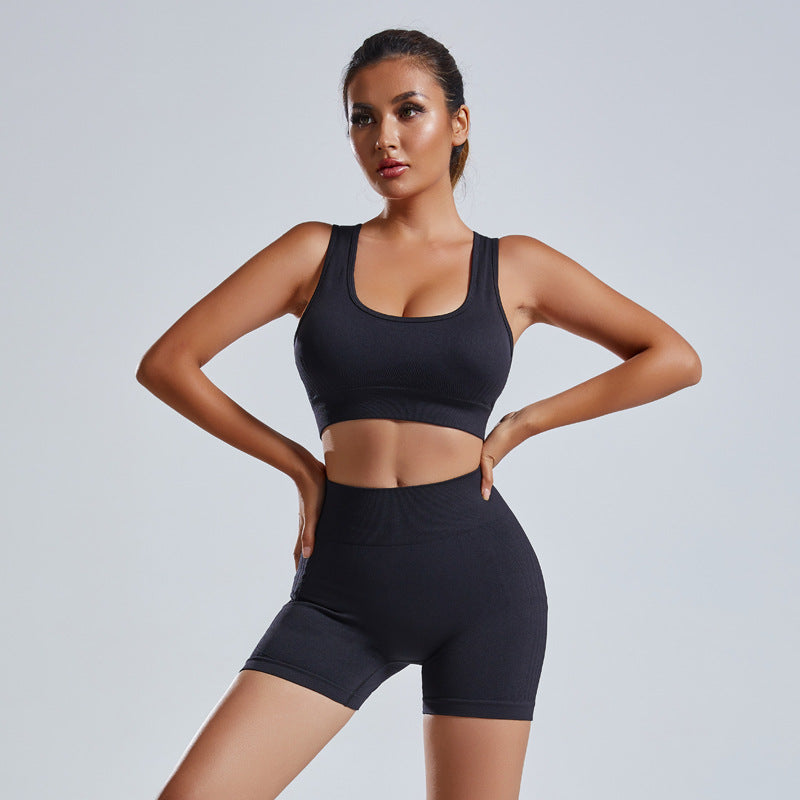 Women's Seamless Two-Piece Yoga Vest and Shorts Sports Set - Image 2