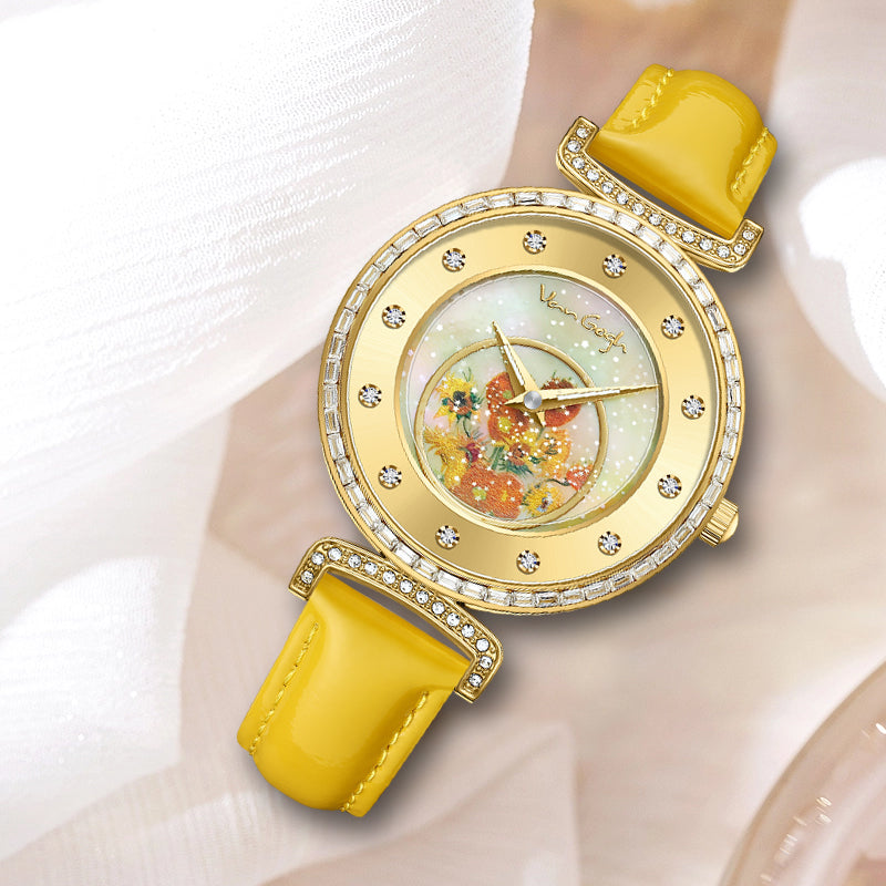VAN GOGH Geneva Series Small Seconds Hand Leather Strap Quartz Wrist Women's Watch