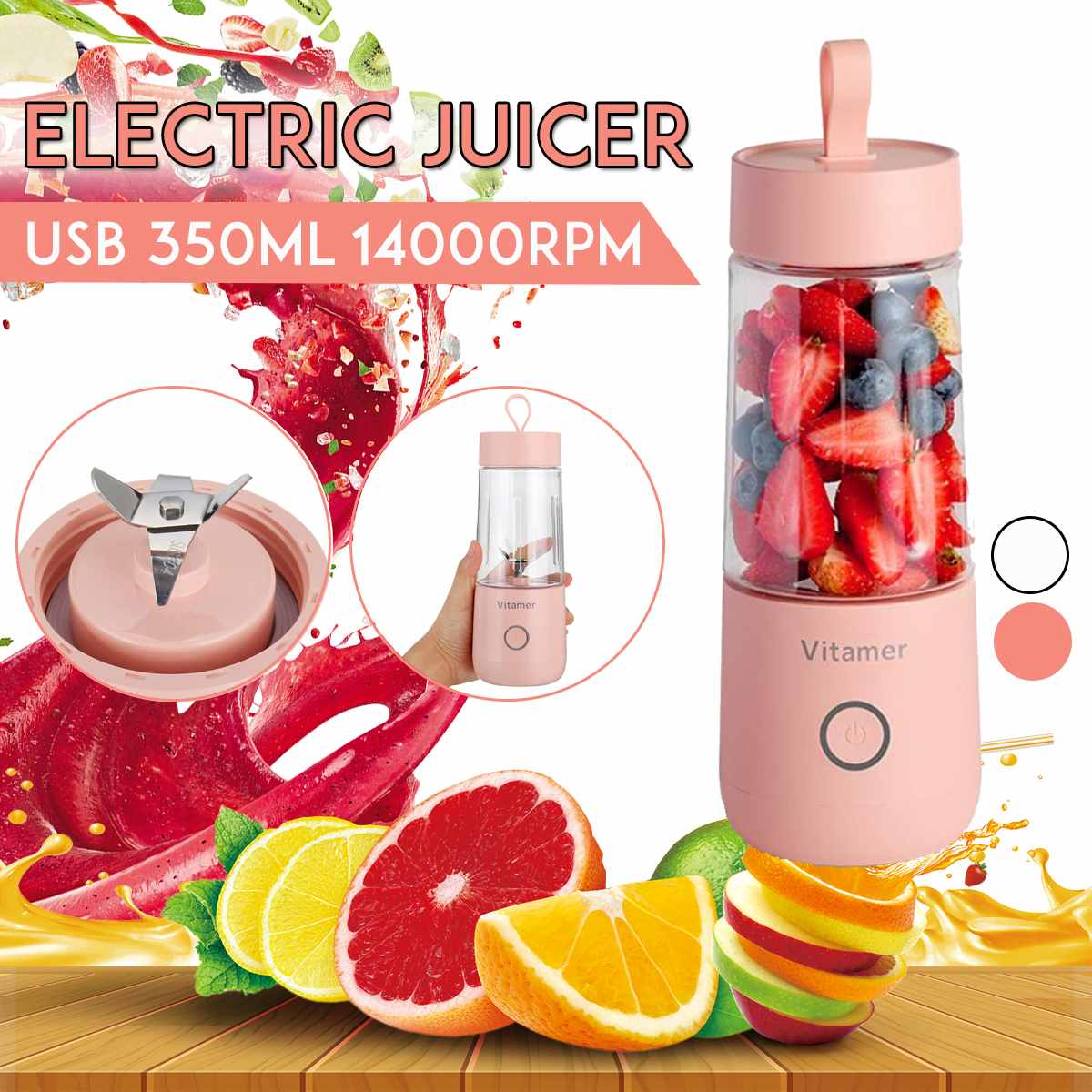 350ml portable electric USB rechargeable smoothie blender and juice cup