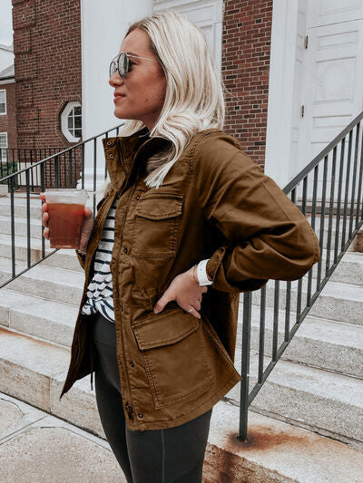Women's Utility Zip-Up Jacket Lightweight Cotton Everyday Outerwear