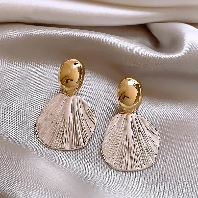 Irregular Shell Texture Statement Earrings - Gold & Silver Niche Studs