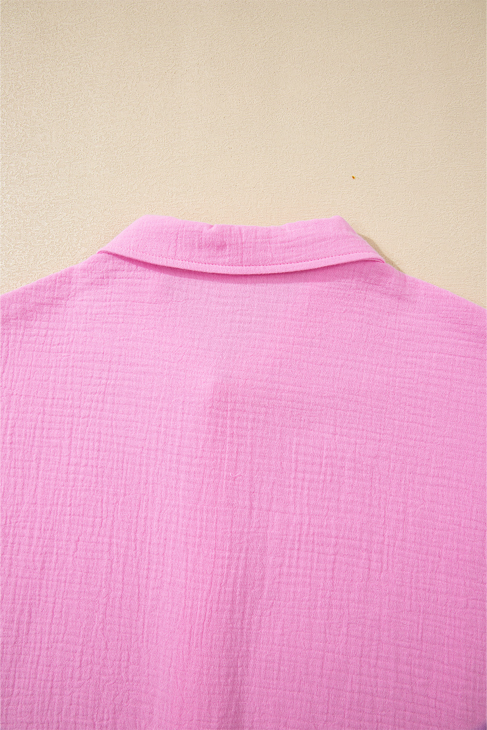 Bonbon Mineral Wash Textured Ruffle Trim Short Sleeve Shirt