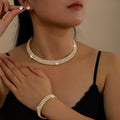 European And American Cross-Border Jewelry Three-Row Rhinestone Necklace Zircon Earrings Bracelet Elastic Ring Bridal Suit Dress Accessories