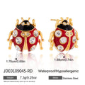 Colorful Insect Stud Earrings with Zircon Accents