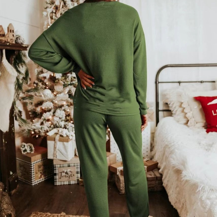 Women’s Christmas Sequin Two-Piece Long Sleeve Lounge Set