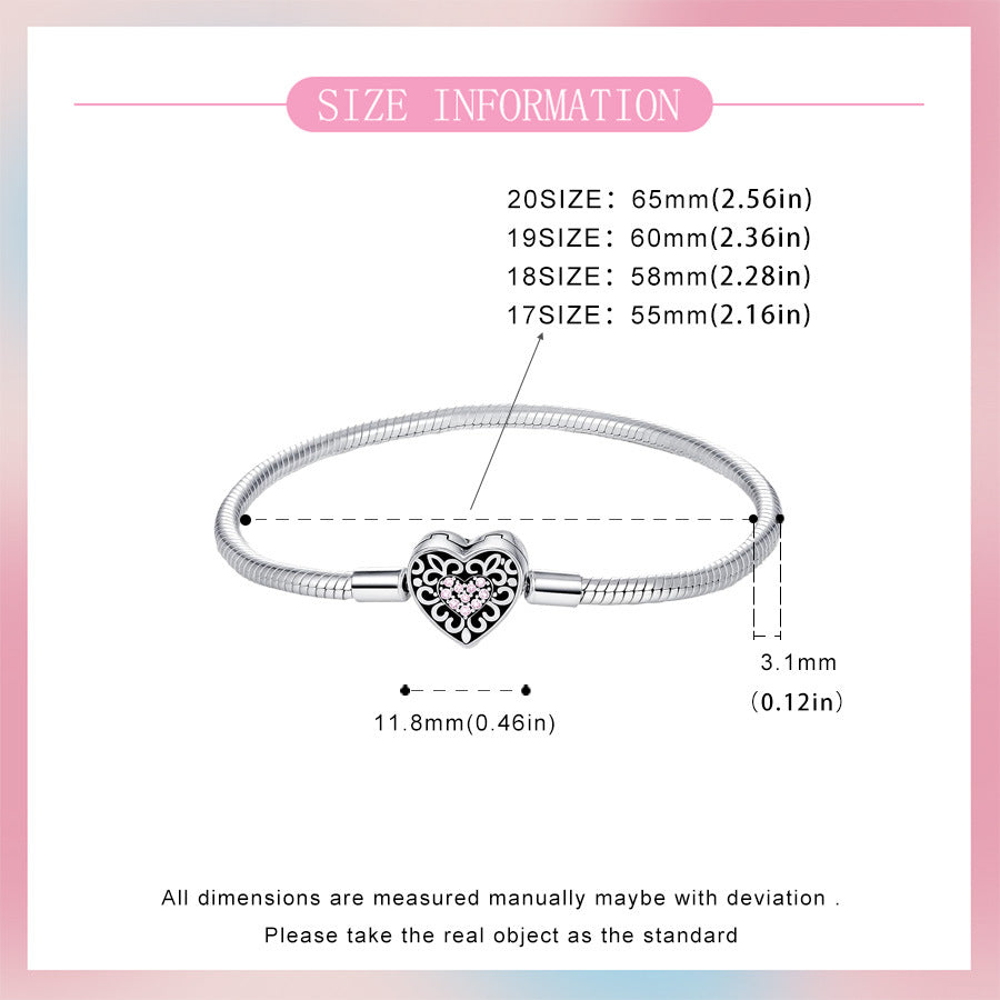 Woven Heart Bracelet with Clover Zircon, Silver-Plated Minimalist