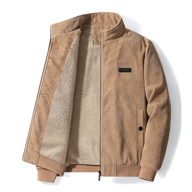 Men's Thickened Corduroy Lamb Coat - Plus Size Winter Jacket