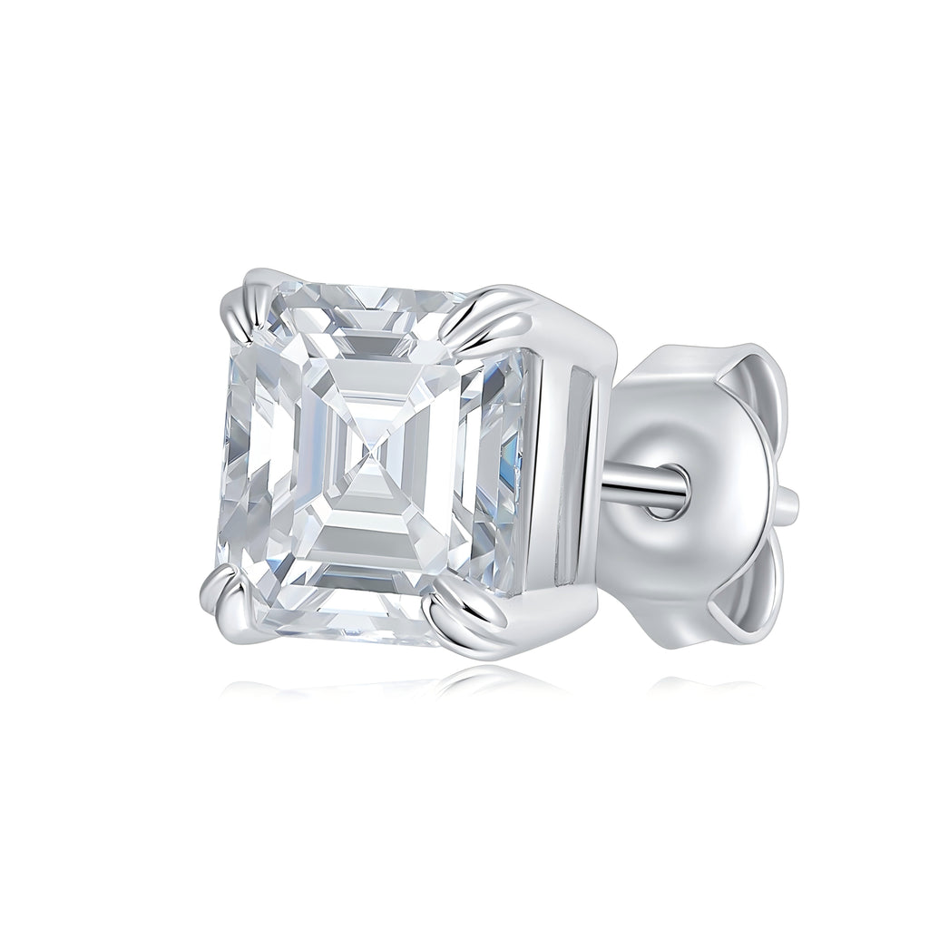 Emerald Cut Moissanite Stud Earrings 6x8mm S925 Silver Octagon